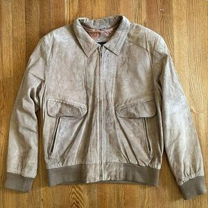 Genuine leather bomber jacket